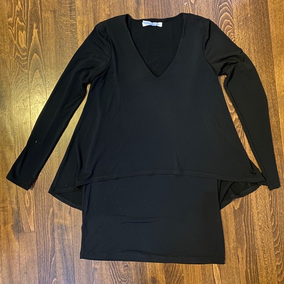 BCBGeneration LONG-SLEEVE OVERLAY DRESS - SM Black - Picture 4 of 7
